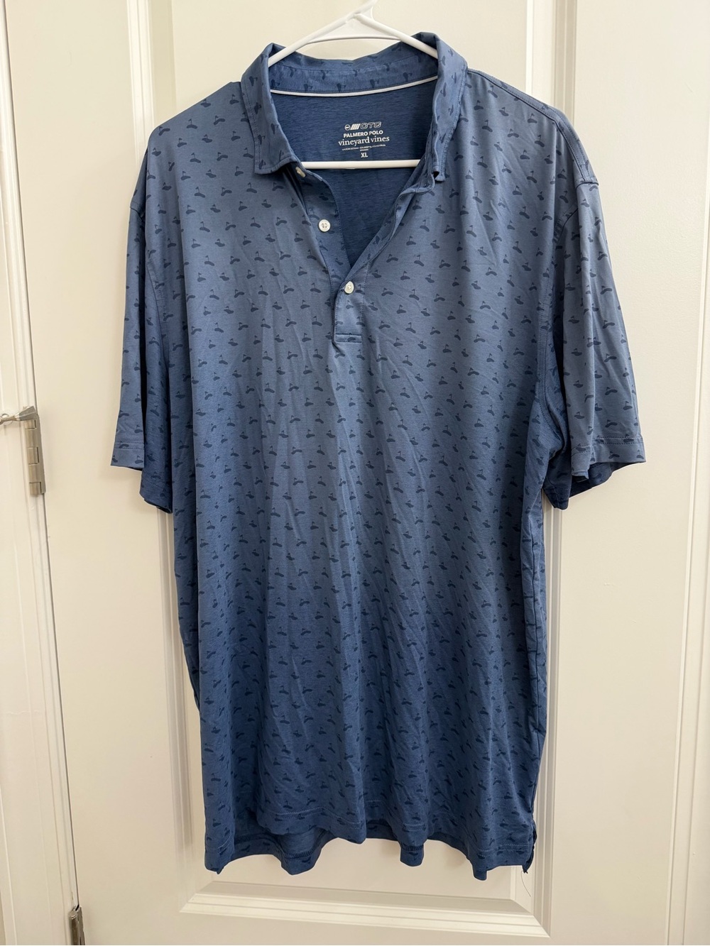 Vineyard Vines Men's Slate Blue Polo with Micro Whale Print
